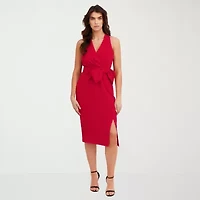 Clover And Sloane Womens Sleeveless Midi Sheath Dress