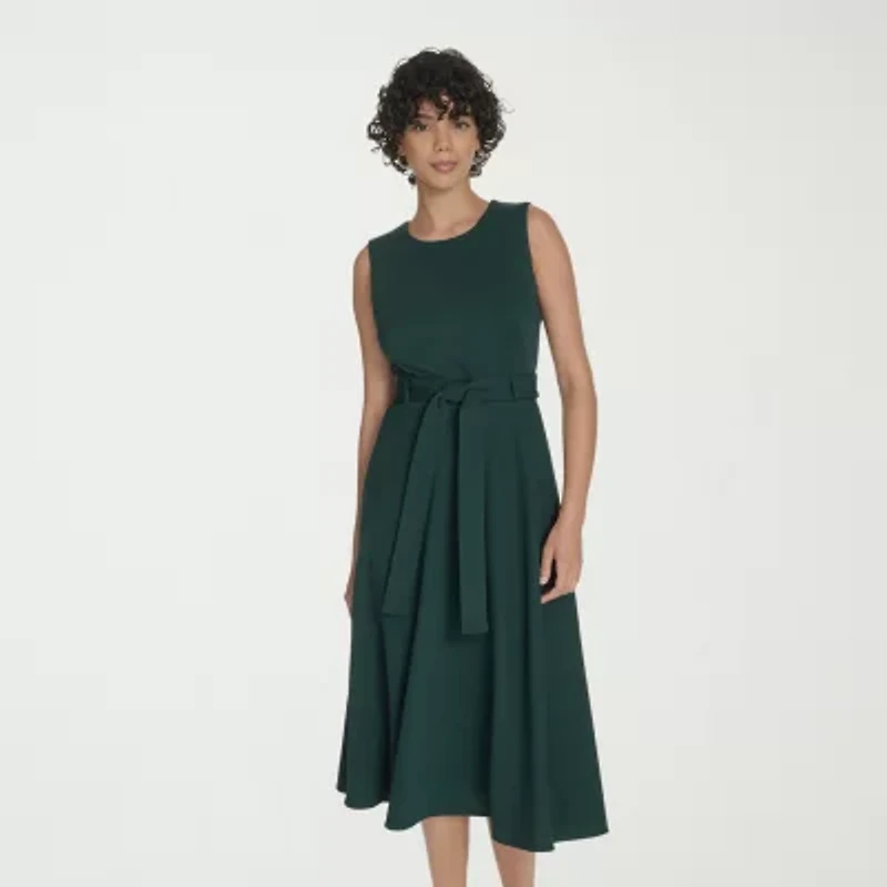 Marc New York Womens Sleeveless Midi Fit + Flare Dress