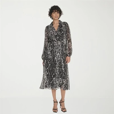 Marc New York Womens 3/4 Sleeve Animal Midi Fit + Flare Dress