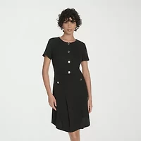 Marc New York Womens Short Sleeve Fit + Flare Dress