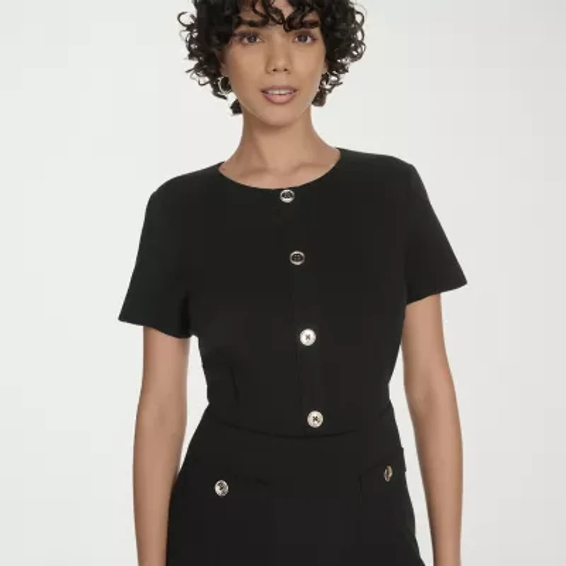 Marc New York Womens Short Sleeve Fit + Flare Dress