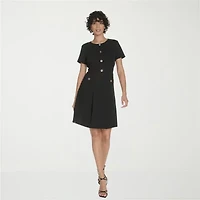 Marc New York Womens Short Sleeve Fit + Flare Dress