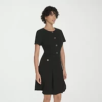 Marc New York Womens Short Sleeve Fit + Flare Dress