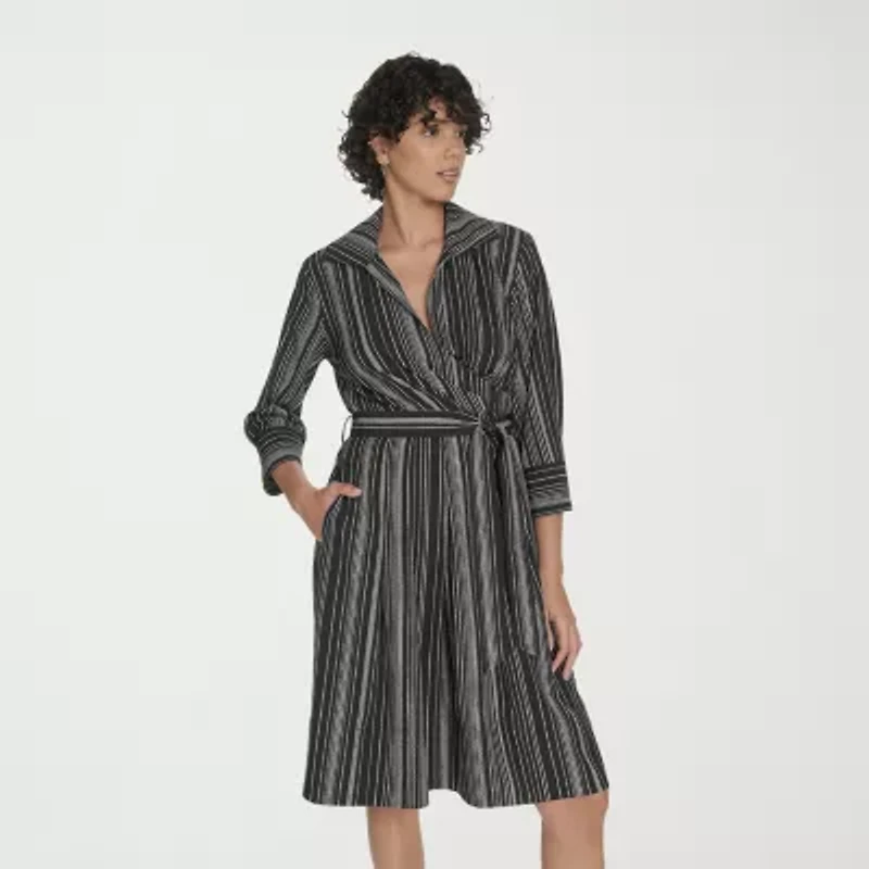 Marc New York Womens 3/4 Sleeve Abstract Fit + Flare Dress