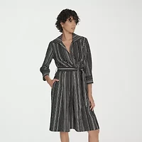 Marc New York Womens 3/4 Sleeve Abstract Fit + Flare Dress