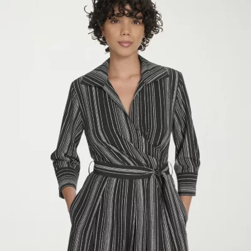 Marc New York Womens 3/4 Sleeve Abstract Fit + Flare Dress