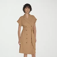 Marc New York Womens Belted Short Sleeve Sheath Dress
