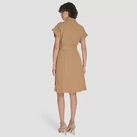 Marc New York Womens Belted Short Sleeve Sheath Dress