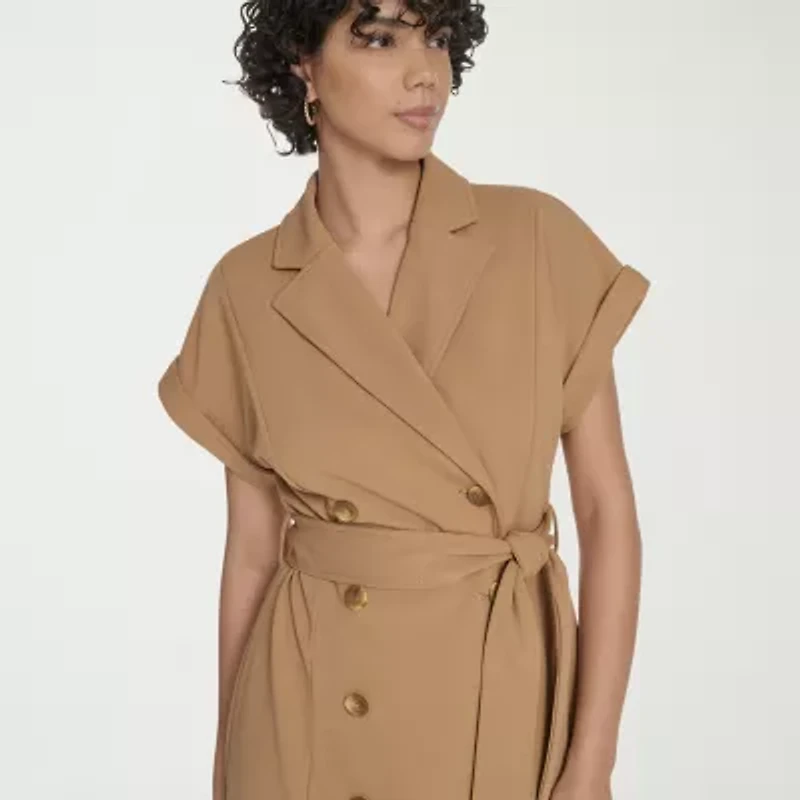 Marc New York Womens Belted Short Sleeve Sheath Dress