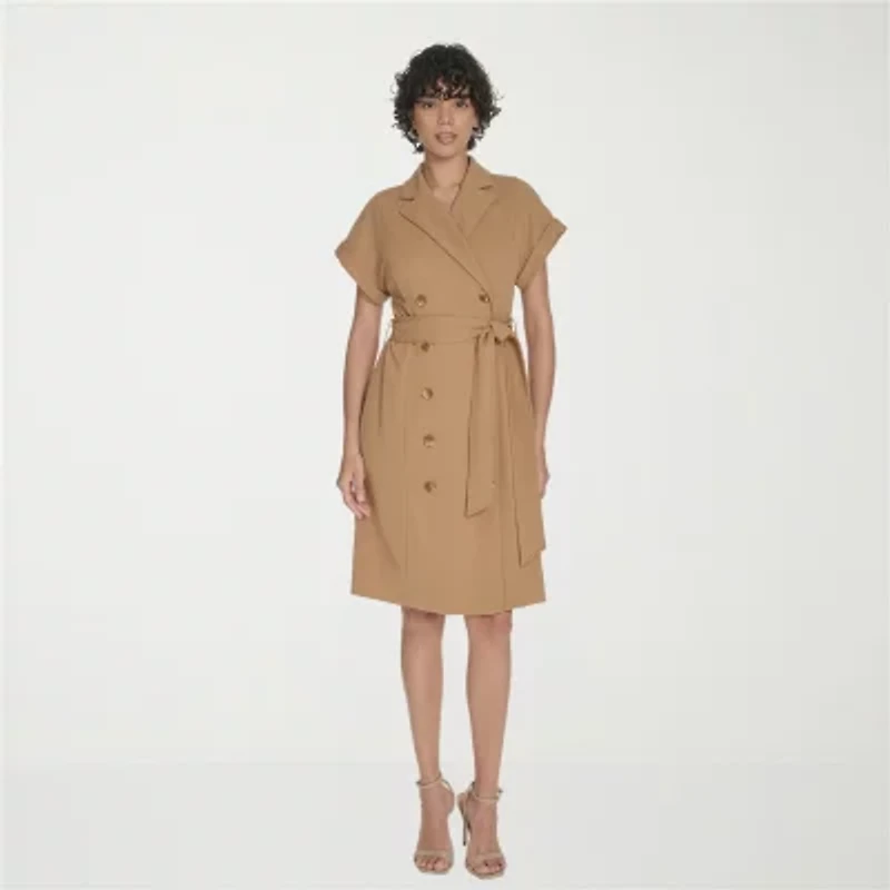 Marc New York Womens Belted Short Sleeve Sheath Dress