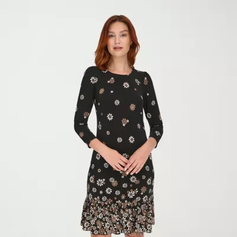 Marc New York Womens 3/4 Sleeve Shift Dress