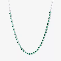Gemstone Sterling Silver 18 Inch Tennis Necklace