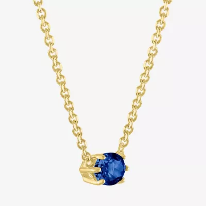 Womens Lab Created Blue Sapphire 14K Gold Over Silver Oval 16 Inch Pendant Necklace