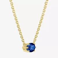 Womens Lab Created Blue Sapphire 14K Gold Over Silver Oval 16 Inch Pendant Necklace