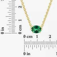 Womens Lab Created Green Emerald 14K Gold Over Silver Oval 16 Inch Pendant Necklace