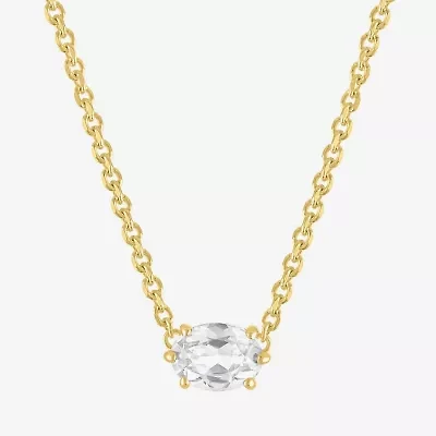 Womens Lab Created White Sapphire 14K Gold Over Silver 16 Inch Pendant Necklace