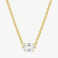 Womens Lab Created White Sapphire 14K Gold Over Silver 16 Inch Pendant Necklace
