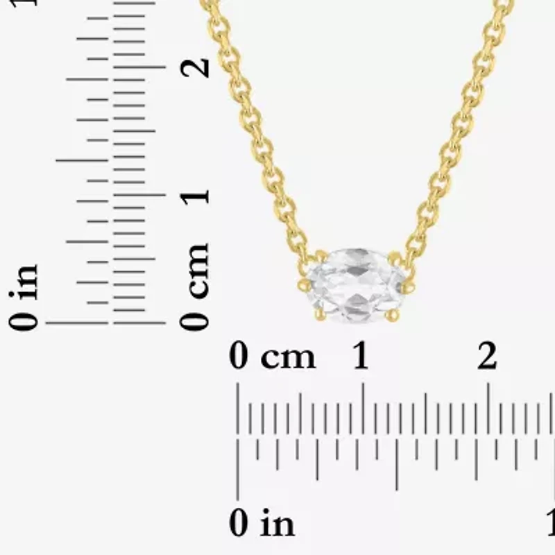Womens Lab Created White Sapphire 14K Gold Over Silver 16 Inch Pendant Necklace