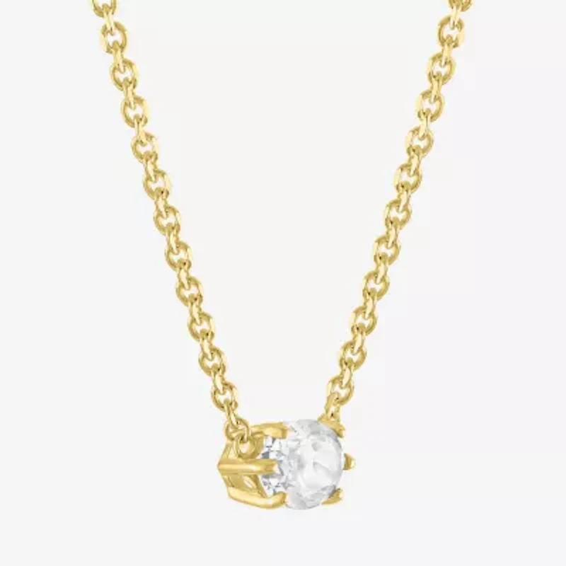 Womens Lab Created White Sapphire 14K Gold Over Silver 16 Inch Pendant Necklace
