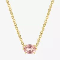 Womens Lab Created Champagne Sapphire 14K Gold Over Silver Oval 16 Inch Pendant Necklace