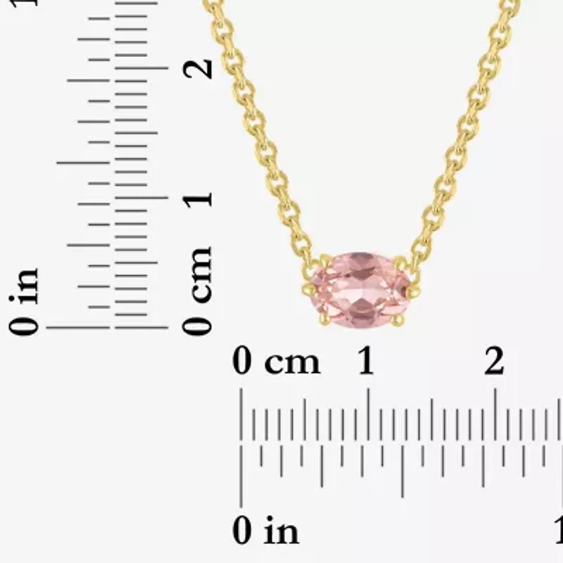 Womens Lab Created Champagne Sapphire 14K Gold Over Silver Oval 16 Inch Pendant Necklace