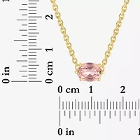 Womens Lab Created Champagne Sapphire 14K Gold Over Silver Oval 16 Inch Pendant Necklace