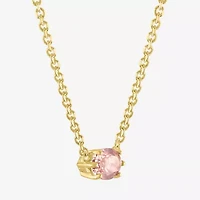 Womens Lab Created Champagne Sapphire 14K Gold Over Silver Oval 16 Inch Pendant Necklace