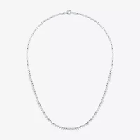Womens White Sapphire Sterling Silver 16 Inch Tennis Necklace