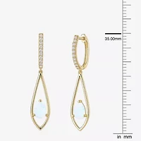 Womens Lab Created White Opal 14K Gold Over Silver Pear Round Drop Earrings