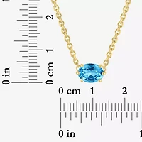 Womens Genuine Blue Topaz 14K Gold Over Silver Oval 16 Inch Pendant Necklace