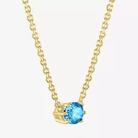 Womens Genuine Blue Topaz 14K Gold Over Silver Oval 16 Inch Pendant Necklace