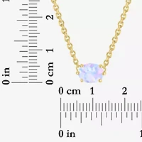 Womens Lab Created Multi Color Opal 14K Gold Over Silver Oval 16 Inch Pendant Necklace
