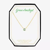 Womens Genuine Green Amethyst 14K Gold Over Silver Round 16 Inch Pendant Necklace