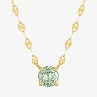 Womens Genuine Green Amethyst 14K Gold Over Silver Round 16 Inch Pendant Necklace