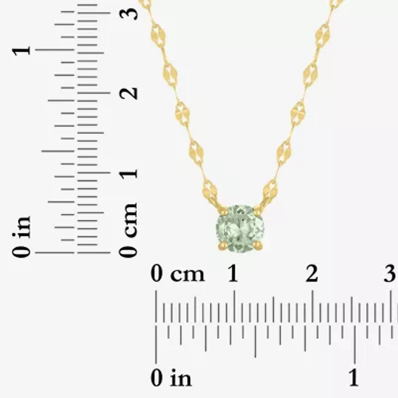 Womens Genuine Green Amethyst 14K Gold Over Silver Round 16 Inch Pendant Necklace