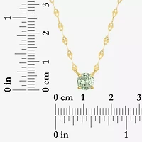 Womens Genuine Green Amethyst 14K Gold Over Silver Round 16 Inch Pendant Necklace