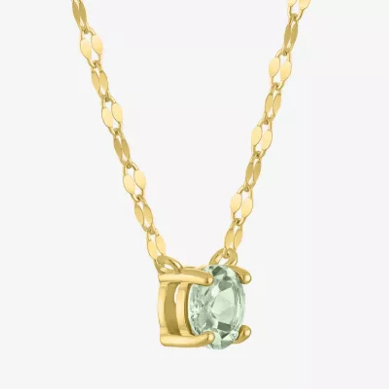 Womens Genuine Green Amethyst 14K Gold Over Silver Round 16 Inch Pendant Necklace