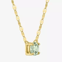 Womens Genuine Green Amethyst 14K Gold Over Silver Round 16 Inch Pendant Necklace