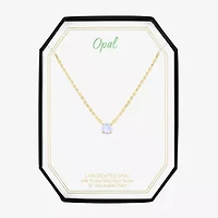 Womens Lab Created Multi Color Opal 14K Gold Over Silver Round 16 Inch Pendant Necklace