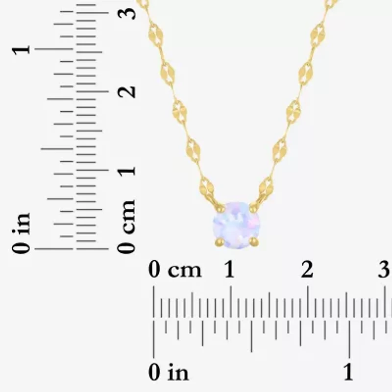 Womens Lab Created Multi Color Opal 14K Gold Over Silver Round 16 Inch Pendant Necklace
