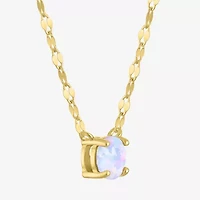 Womens Lab Created Multi Color Opal 14K Gold Over Silver Round 16 Inch Pendant Necklace