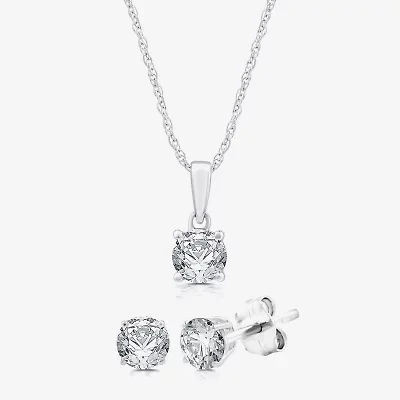 G, Si1-Si2 Womens 2 CT. Lab Grown White Diamond Sterling Silver OR 14K Gold over  2-pc. Jewelry Set