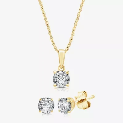 G, Si1-Si2 Womens 2 CT. Lab Grown White Diamond 14K Gold Over Silver 2-pc. Jewelry Set