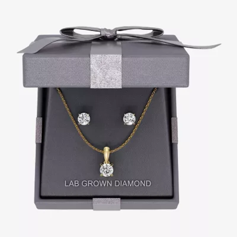 G, Si1-Si2 Womens 2 CT. Lab Grown White Diamond 14K Gold Over Silver 2-pc. Jewelry Set