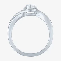 Womens 1/ CT. T.W. Lab Grown White Diamond Sterling Silver Crossover Engagement Ring