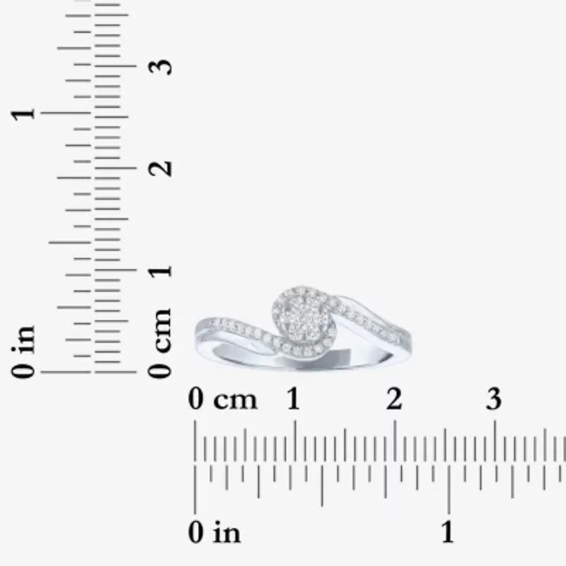 Womens 1/ CT. T.W. Lab Grown White Diamond Sterling Silver Crossover Engagement Ring