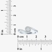 Womens 1/ CT. T.W. Lab Grown White Diamond Sterling Silver Crossover Engagement Ring