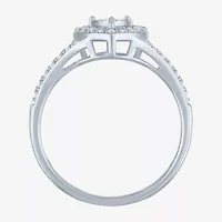 Womens 1/4 CT. T.W. Lab Grown White Diamond Sterling Silver Crossover Engagement Ring