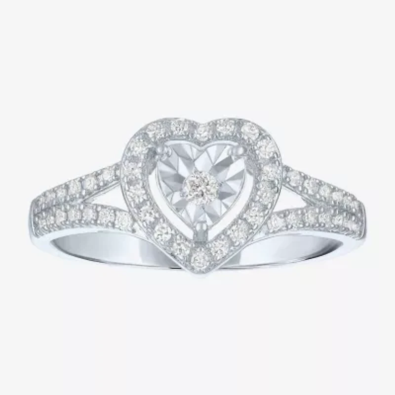 Womens 1/4 CT. T.W. Lab Grown White Diamond Sterling Silver Crossover Engagement Ring
