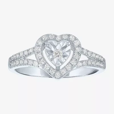 Womens 1/4 CT. T.W. Lab Grown White Diamond Sterling Silver Crossover Engagement Ring